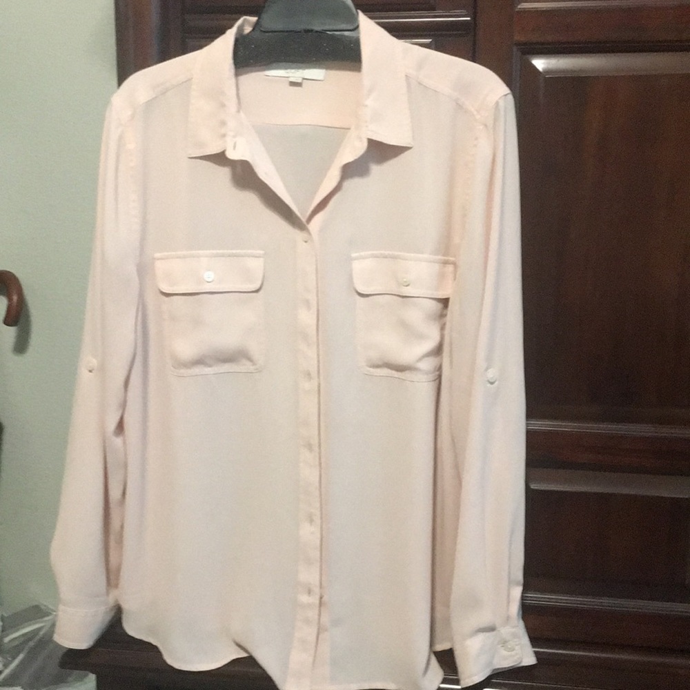 Soft pink Loft Utility Blouse